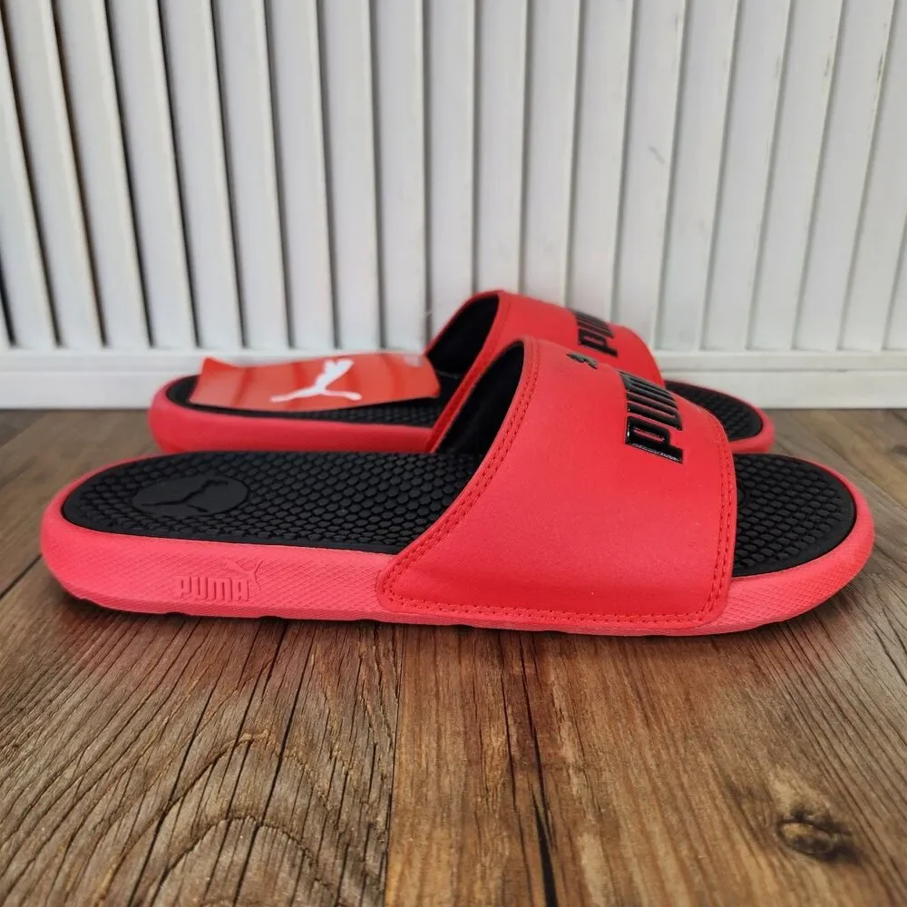 Puma Cool Cat BX JR Slides Junior Sz 5C High Risk Red Puma Black Slip On Sandals